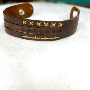 Freedom fighter real leather bracelet